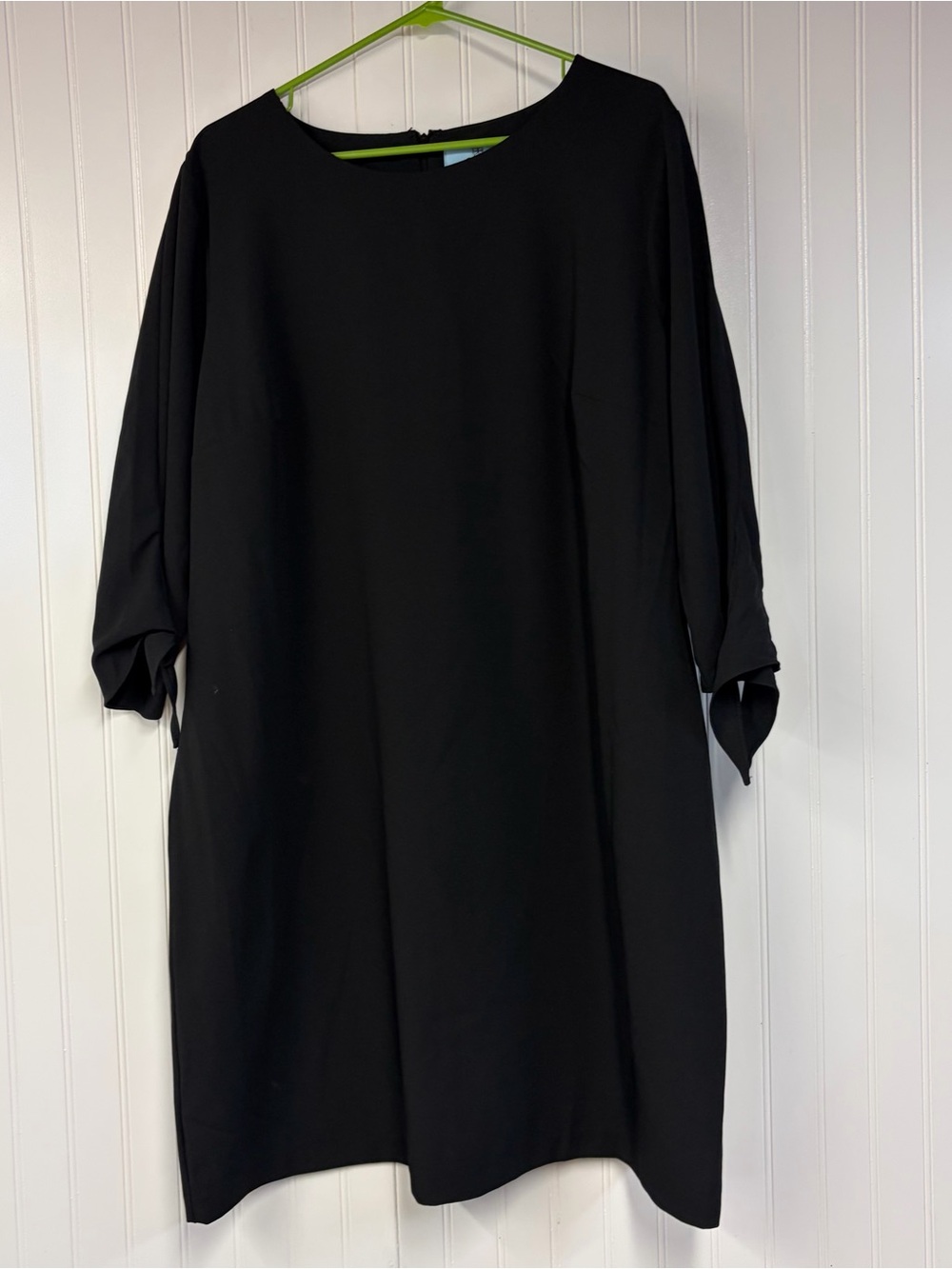 CeCe Black Long Sleeve Shift Dress Tie Sleeve Pullover 16w
